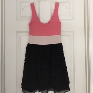 Express Pink & Black Ruffle Dress - 00